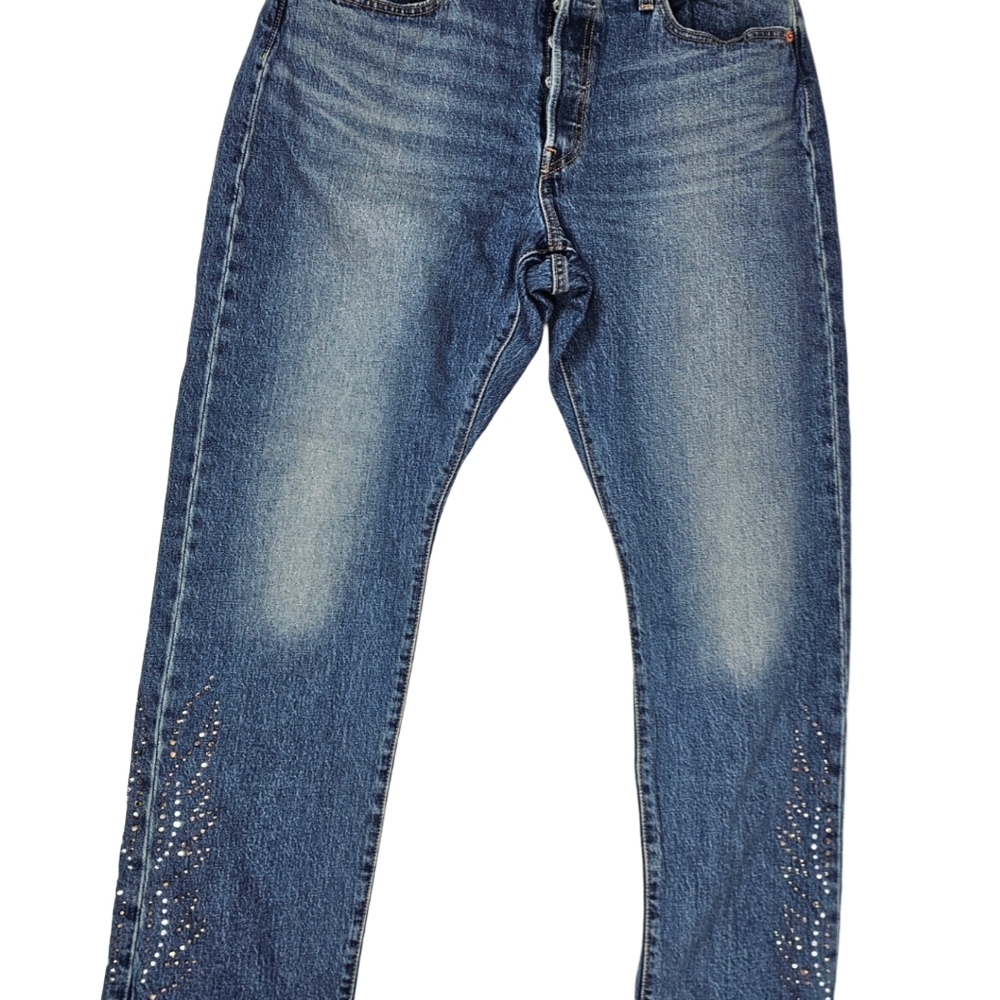 Levi's 501 Curve Rhinestone Embellished Jeans 33x30 (Actual 28) Women's Buttonup